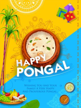 Mutlu Pongal tatil hasat festivali Tamil Nadu Güney arka plan tebrik Hindistan