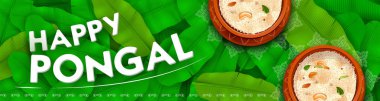 Mutlu Pongal tatil hasat festivali Tamil Nadu Güney arka plan tebrik Hindistan