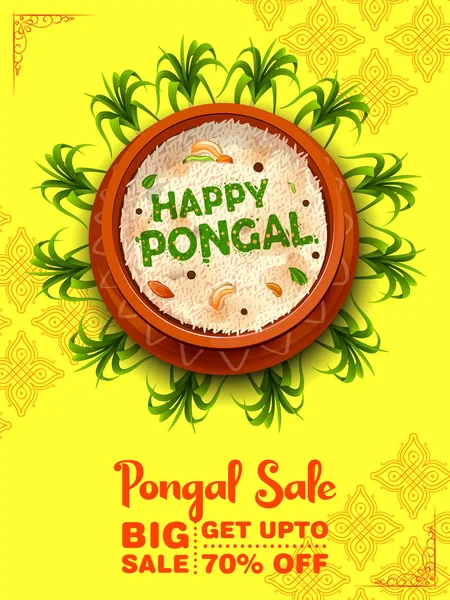 Happy Pongal Holiday Harvest Festival von Tamil Nadu Südindien Verkauf und Werbung Hintergrund — Stockvektor