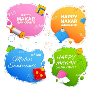 Festival Hindistan için renkli uçurtma dize ile mutlu Makar Sankranti duvar kağıdı