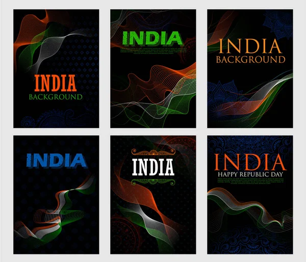 Abstracte Tricolor banner met Indiase vlag voor 26 januari gelukkig Republiek dag van India — Stockvector