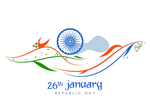 Abstraktes Trikolore-Banner mit indischer Flagge für den 26. Januar, den Tag der Republik Indien — Stockvektor