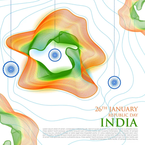 Abstrait Bannière tricolore avec drapeau indien pour le 26 janvier Happy Republic Day of India — Image vectorielle