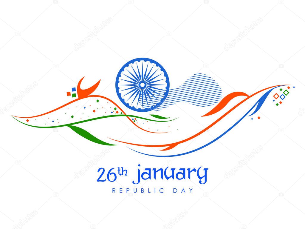 Abstract Tricolor banner with Indian flag for 26th January Happy Republic Day of India