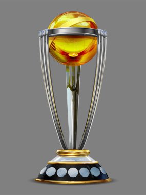 Gerçekçi Kriket Dünya Kupası kupa düz arka plan üzerinde