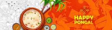 Mutlu Pongal tatil hasat festivali Tamil Nadu Güney arka plan tebrik Hindistan