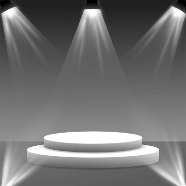 Boş oda sunum için projektör ile boş sahne podyum