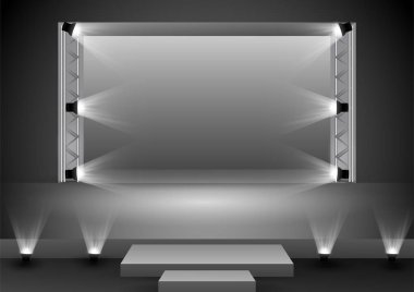 Boş oda sunum için projektör ile boş sahne podyum