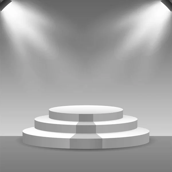 Podium vide avec projecteurs dans la salle de studio vierge pour la présentation — Image vectorielle