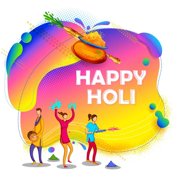 Happy Holi Achtergrond voor Festival van Kleuren viering groeten — Stockvector