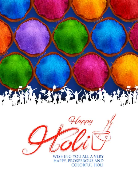 Colorato sfondo promozionale per la celebrazione del Festival dei Colori con messaggio in Hindi Holi Hain significato Il suo Holi — Vettoriale Stock