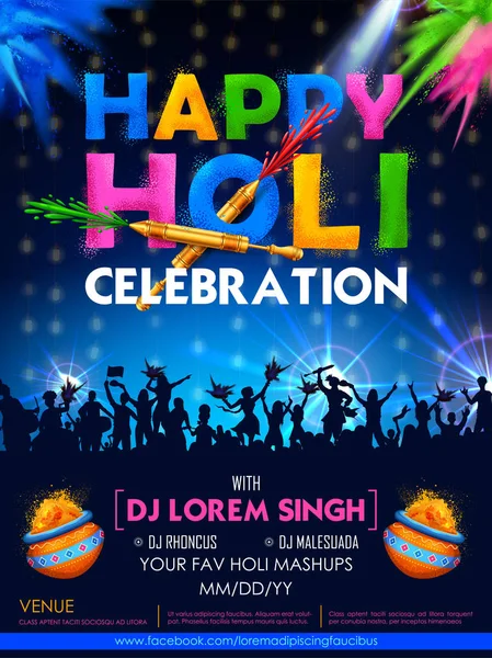Fondo promocional colorido para la celebración del Festival de los Colores con mensaje en hindi Holi Hain significado de su Holi — Archivo Imágenes Vectoriales