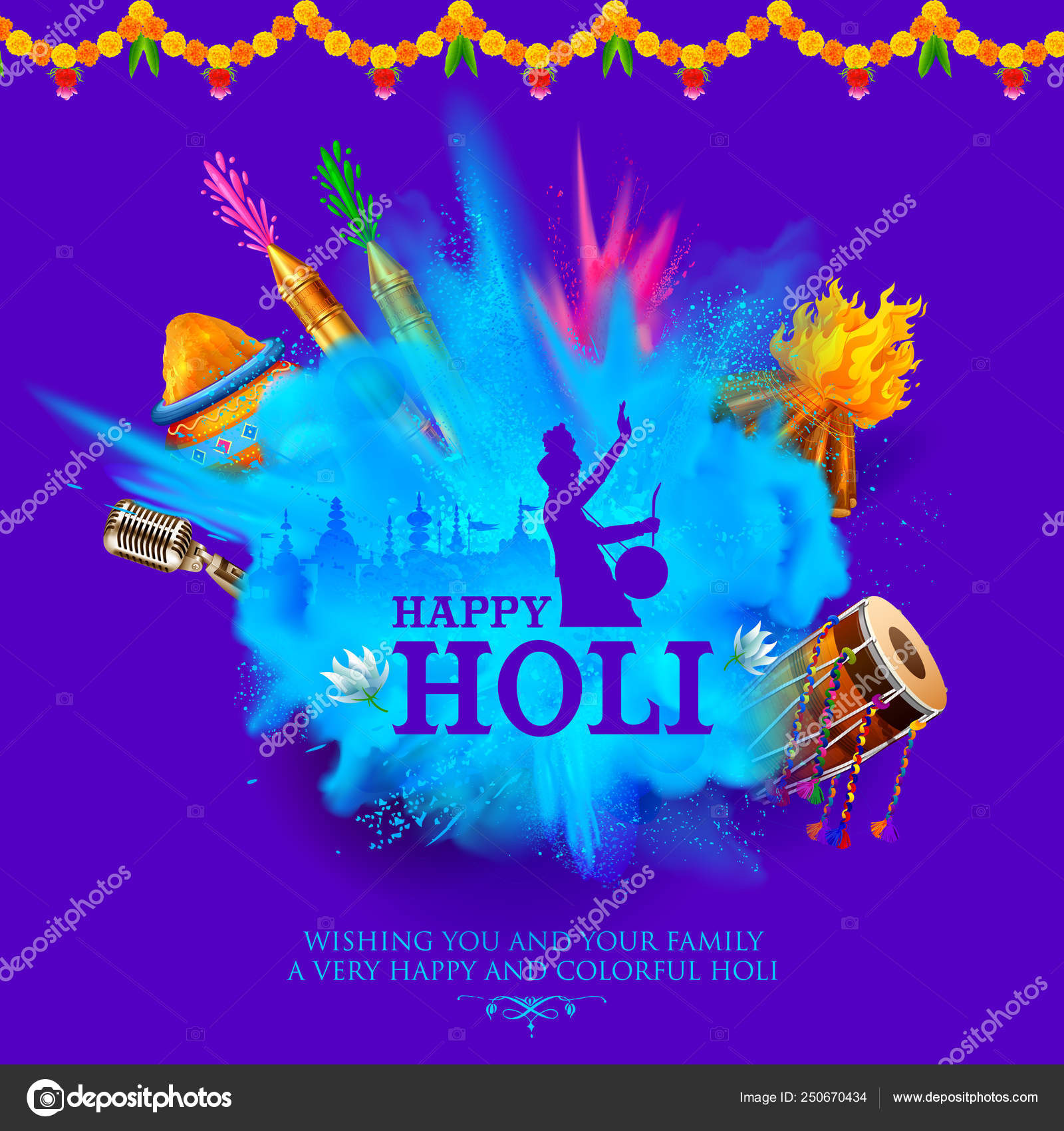 Colorful Happy Holi background for color festival of India celebration  greetings Stock Vector Image by ©vectomart #250670434