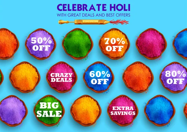 Colorido fondo feliz Holi para el festival de color de la India saludos de celebración — Vector de stock