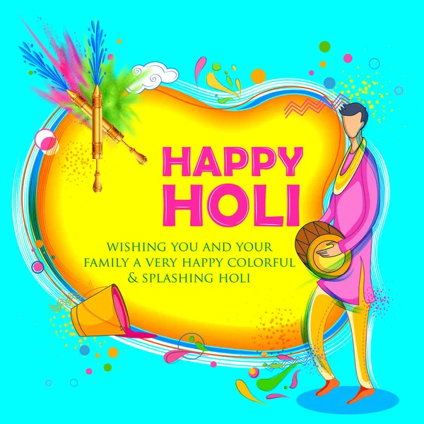 Kleurrijke gelukkige Holi achtergrond voor kleur festival van India viering groeten — Stockvector