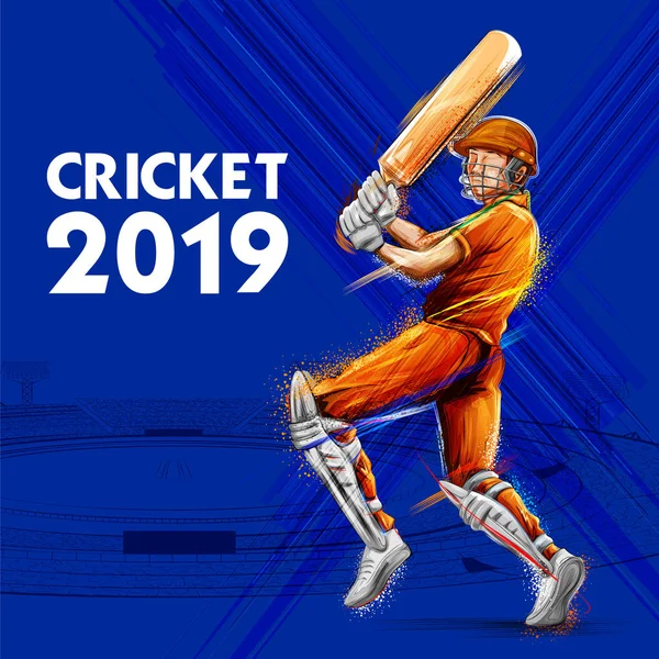 Slagman spelar cricket championship sport 2019 — Stock vektor