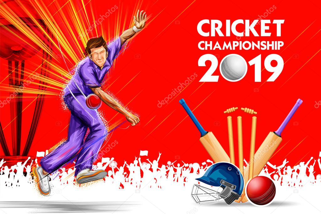 Bowler bowling in cricket championship sports 2019