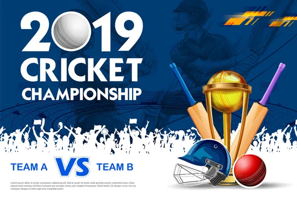Batsman cricket kampioenschap sporten 2019 — Stockvector