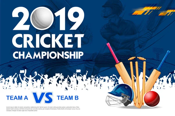 Batsman cricket kampioenschap sporten 2019 — Stockvector
