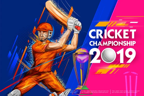 Slagman spela spelet cricket Championship sport 2019 — Stock vektor