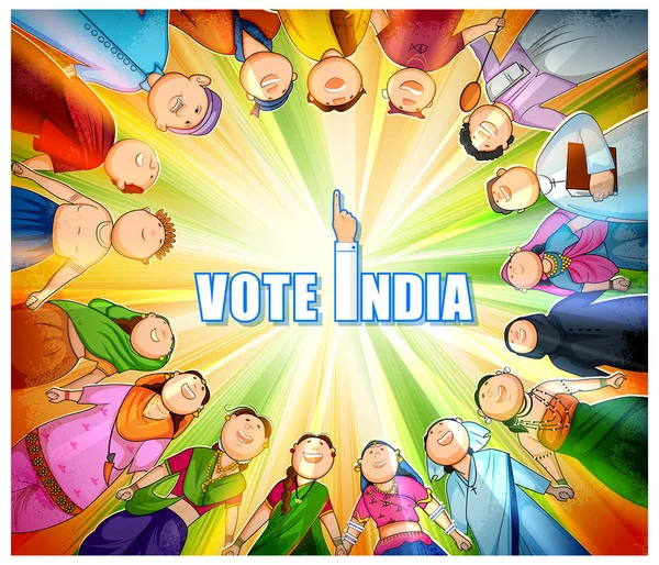 People of different religion showing voting finger for General Election of India — Stock Vector