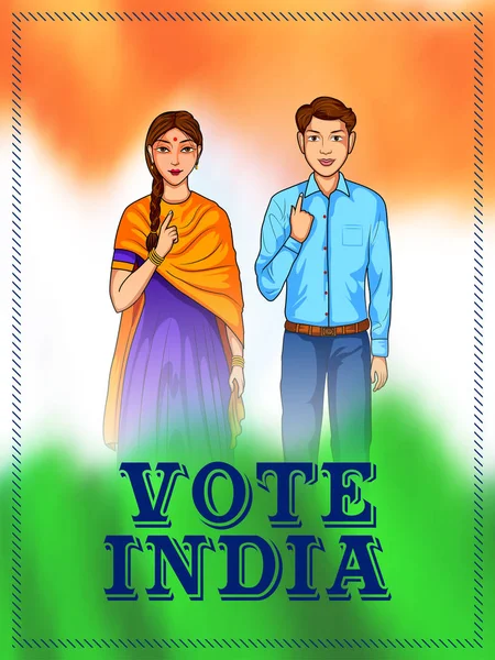 People of different religion showing voting finger for General Election of India — Stock Vector