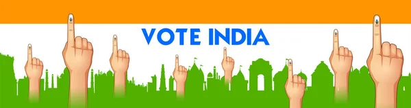 Povo indiano Mão com sinal de voto mostrando eleição geral da Índia — Vetor de Stock