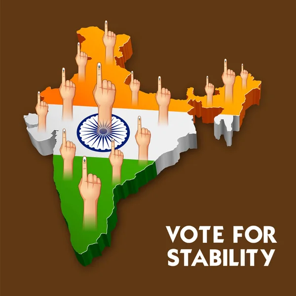 Indyjscy ludzie ręka ze znakiem głosowania pokazująca wybory parlamentarne w Indiach — Wektor stockowy