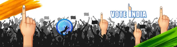 Povo indiano Mão com sinal de voto mostrando eleição geral da Índia — Vetor de Stock
