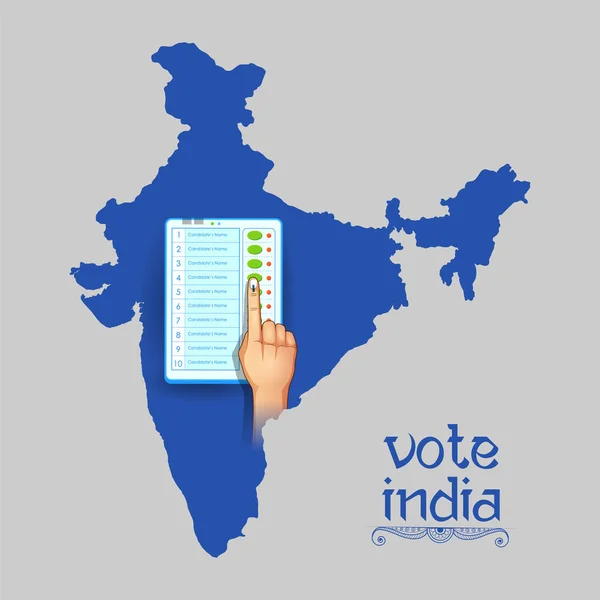 Pueblo indio Mano con signo de voto que muestra las elecciones generales de la India — Vector de stock