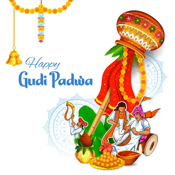 Гуди-падва Падва Празднование лунного Нового года в Индии — стоковый вектор