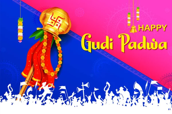 Gudi Padwa Lunar New Year celebration in Maharastra India — Stock Vector