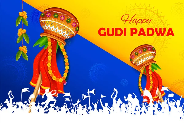 Celebração do Ano Novo Lunar Gudi Padwa em Maharastra Índia — Vetor de Stock
