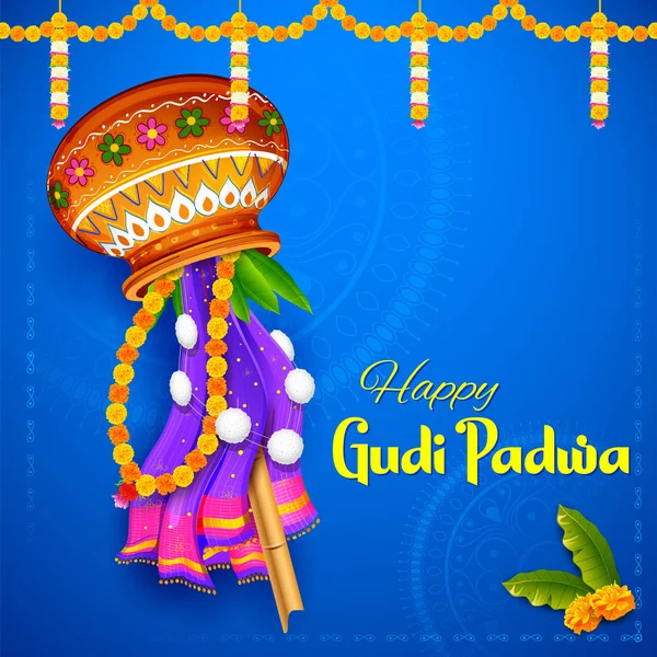 Celebração do Ano Novo Lunar Gudi Padwa em Maharastra Índia —  Vetores de Stock