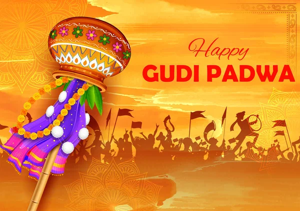 Gudi padwa lunare Neujahrsfeier in Maharastra Indien — Stockvektor