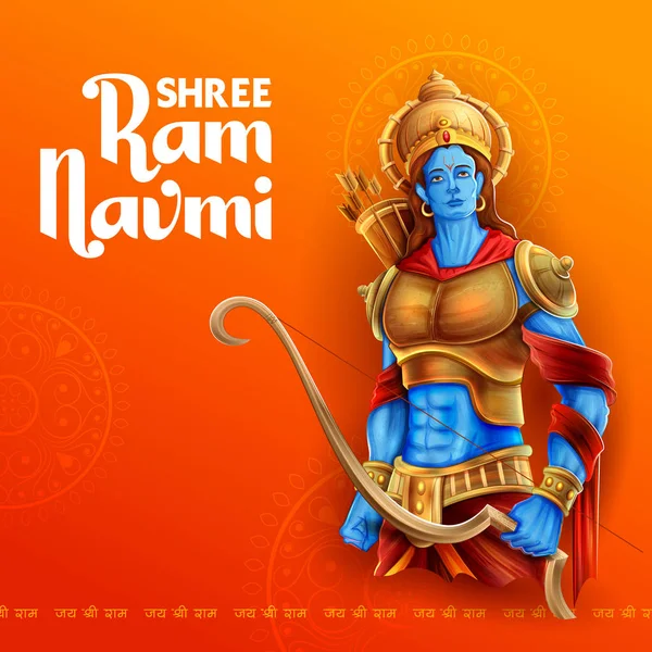 Shree Ram Navami viering achtergrond voor religieuze vakantie van India — Stockvector