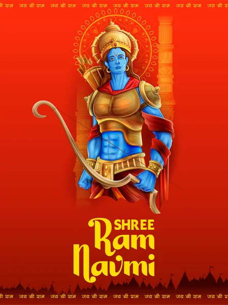 インドの宗教的な休日のためのShree Ram Navamiお祝いの背景 — ストックベクタ