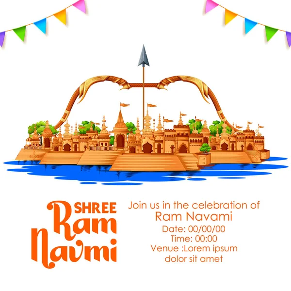 Shree Ram Navami celebração fundo para feriado religioso da Índia — Vetor de Stock