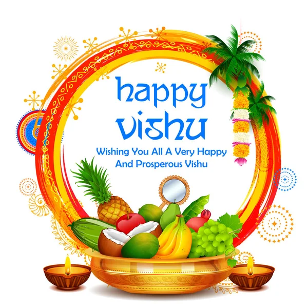 Happy Vidhu новий рік індуський фестиваль відзначається в індійському штаті Керала — стоковий вектор