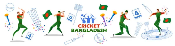 Zawodnik i Bowler Team Bangladesh gra w krykieta mistrzostw sportu — Wektor stockowy