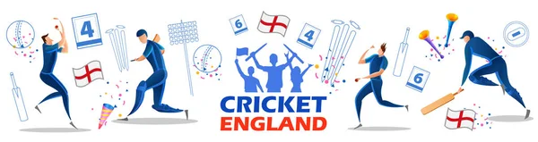 Spieler Batsman und Bowler des Teams England Cricket Championship Sport — Stockvektor