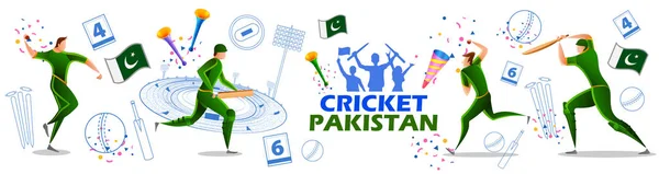 Spelare slagman och Bowler av team Pakistan spela cricket Championship Sports — Stock vektor