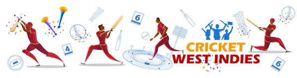 Player batsman and bowler of Team West Indiesn playing cricket championship sports — Stock Vector