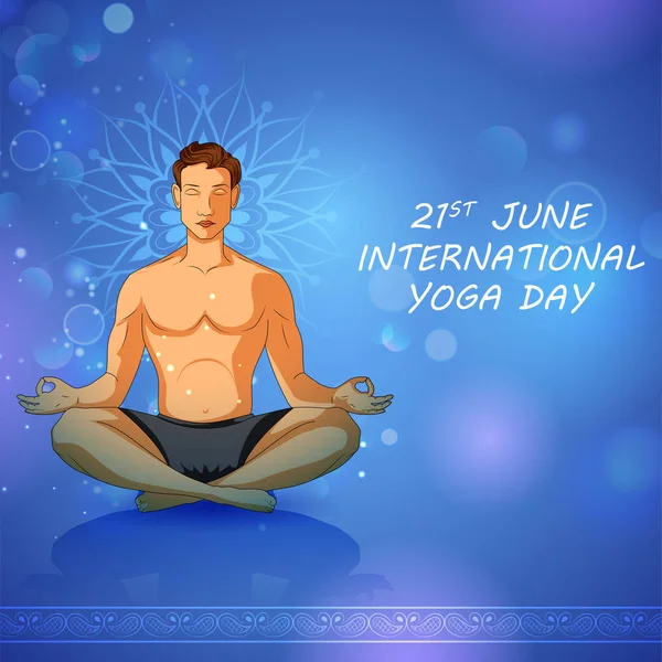 Gente haciendo asana para el Día Internacional del Yoga el 21 de junio — Archivo Imágenes Vectoriales