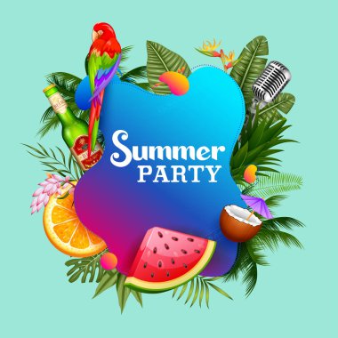 Yaz saati poster duvar kağıdı için eğlenceli Parti Davetiyesi afiş şablon