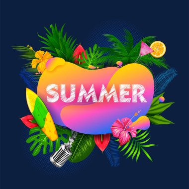 Yaz saati poster duvar kağıdı için eğlenceli Parti Davetiyesi afiş şablon