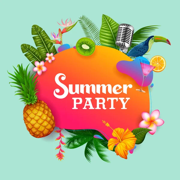 Summer time poster wallpaper for fun party invitation banner template — Stock Vector