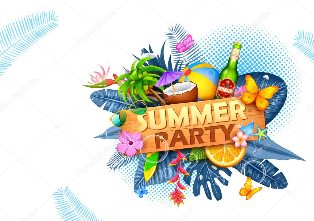 Summer time poster wallpaper for fun party invitation banner template