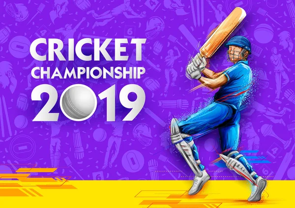 Batsman spelare som spelar cricket Championship sport 2019 — Stock vektor