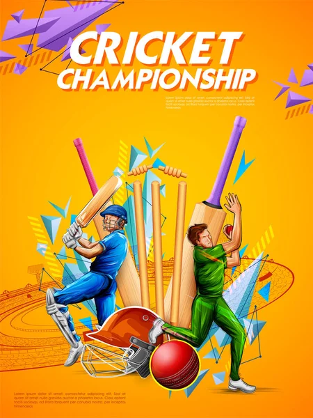 Schlagmann-Spieler beim Cricket-Meisterschaftssport 2019 — Stockvektor